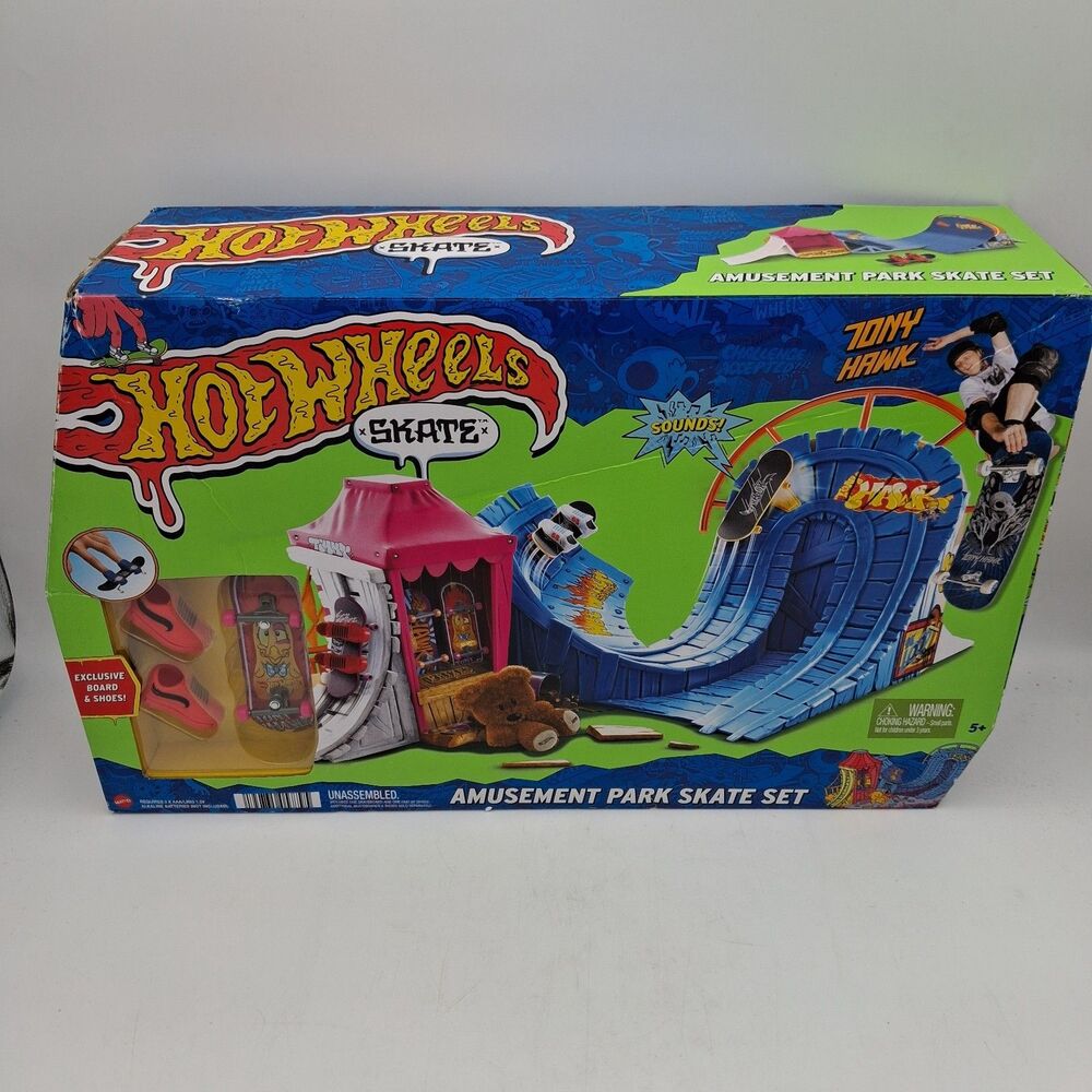 Hot Wheels Skate Amusement Park Skate Set Tony Hawk Blue HGT95 Fingerboard Shoes